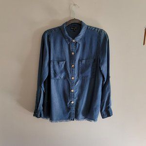 Woman's Denim Long Button Down Shirt, Alison Andrews Designer, Size M